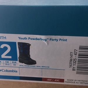 Youth Powderbug forty print boots size 1